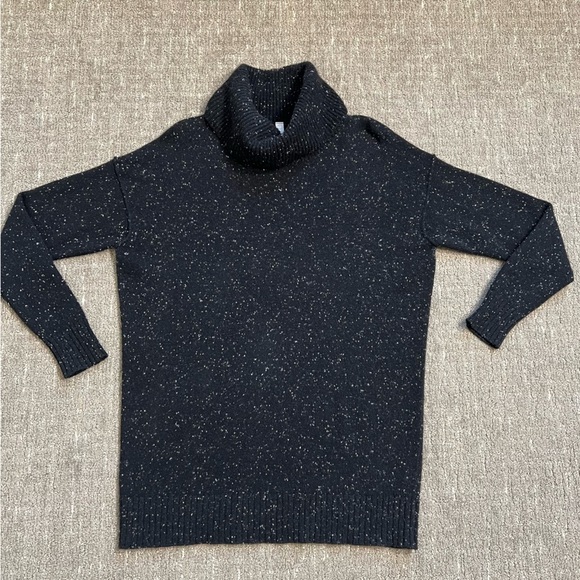 Athleta Speckled Black Cashmere Wool Cowl Neck Sweater Size Small - Picture 1 of 7